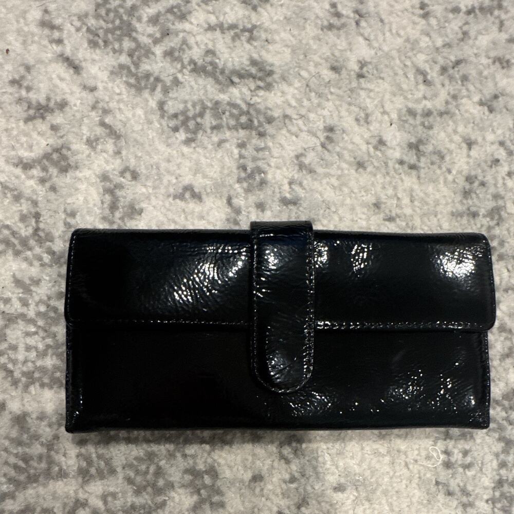 Hobo black patent leather wallet